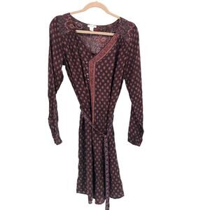 NEW NoTag Sundance Dress S Ali Belted Beaded Belt Shift Long Sleeve Viscose Boho